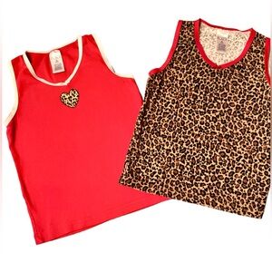 The Children's Place 2 Tank Tops/Undershirts Red & Leopard Print size S